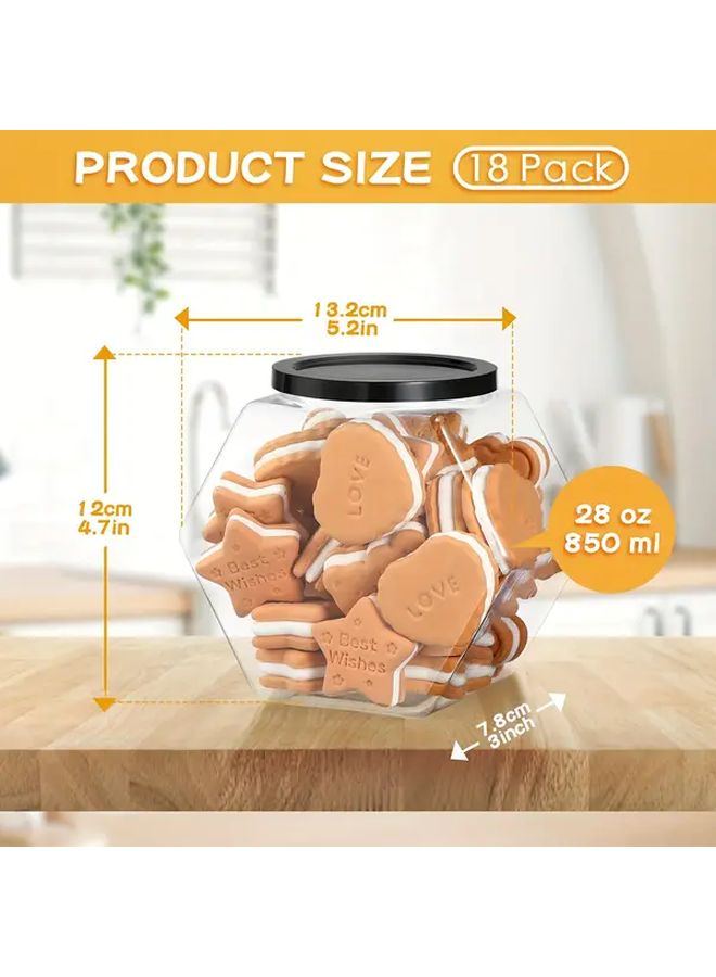 Black Transparent Lid Hexagonal Plastic Candy Jars 18pcs 28oz Wide Mouth Storage Containers - Image 3
